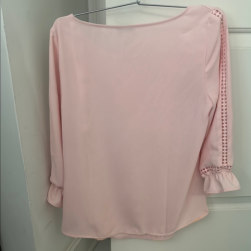 Pink Ruffled 3/4 Sleeve Blouse - Picture 2 of 2